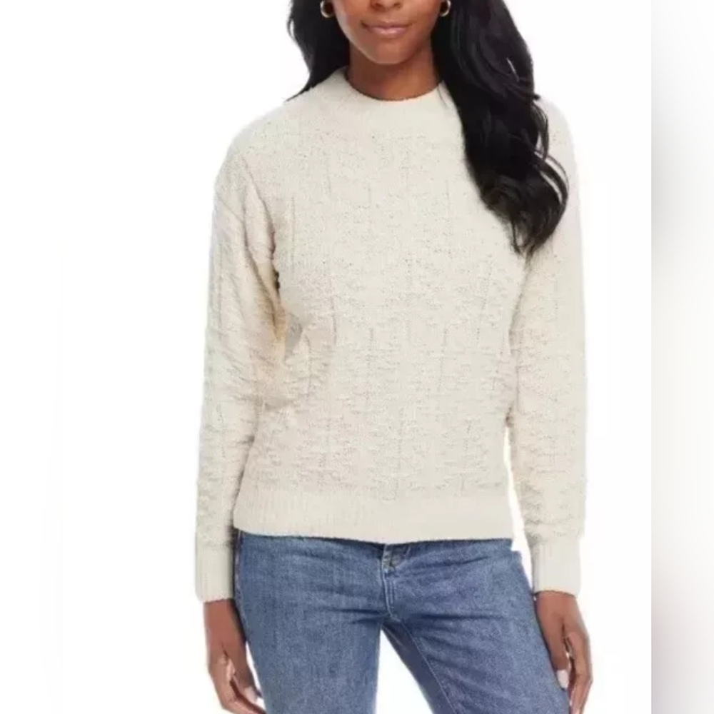 Women's Weatherproof Vintage Chenille Holiday Sweater Cream Size L NWT